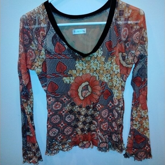 Mesh floral print long sleeve - Picture 1 of 6